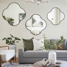 Decorative Wall Mirror 24inch, Irregular Wall Mirror With Metal Frame, Four-Leaf Clover Shaped Bathroom Vanity Wall Mirror, Art Deco Mirror For Living Room, Bedroom, Entryway Gifts