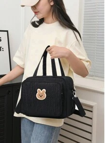 1pc Multifunctional Mom & Baby Bag, Lightweight Handbag With One Shoulder And Crossbody Strap, Large Capacity, Embroidered, Insulated Design For Mom On The Go