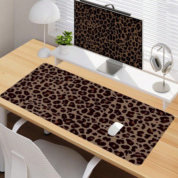 1 pieza Alfombrilla de escritorio con estampado de leopardo, arte moderno, alfombrilla grande para mouse de 35,4x15,7 pulgadas, accesorios de escritorio con base de goma y borde cosido, antideslizante, almohadilla para teclado para oficina, hogar, computadora como regalo para hombres, mujeres y amigos de vuelta a la escuela