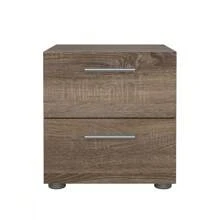 Mesa de noche de dormitorio con 2 cajones estilo Loft para adultos, color blanco-Vzcxgf