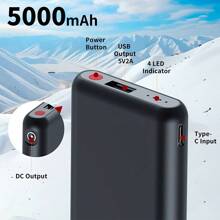 1 Pair Electric Heated Socks With 5000mAh Rechargeable Battery - 3 Heat Settings, 360° Warmth, Machine Washable For Winter Sports & Outdoor Activities (Skiing, Camping, Hiking, Ice Fishing, Hunting, Cycling) - Striped In White/Orange/Black - 白色和橙色 - 查看 6