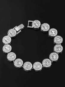 1 pieza Brazalete brillante de circonita punzante estilo punk y hip hop para hombres, adecuado para uso diario, regalo del Día de San Valentín y días festivos