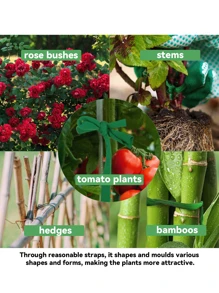 1-3pcs Plant Ties, Flexible Green Garden Twine, Soft Stretchy Plant Support String For Climbing Plants & Lawn Care, Bamboo Cane Wrap Support Accessories, For Garden Office And Home Cable Organizing, Craft Supplies