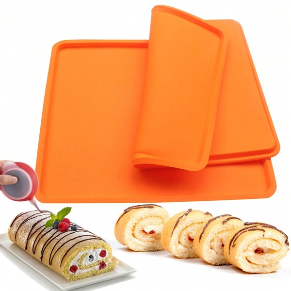1 pieza Molde de silicona para enrollado suizo, herramienta de decoración para hornear galletas, pasteles y dulces de chocolate, resistente al calor, hoja y estera para secado de frutas