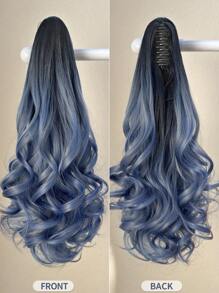 Claw Ponytail Extension 18-20 Inch Ombre Blue Natural Wave Wavy Soft Natural Looking Heat Resistant Fiber Synthetic Hairpiece For Women Daily Use - Multicolor - View 4
