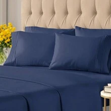 2100 Series Luxury Deep Pocket Bed Sheet Set 6-Piece - 海軍 - 查看 1