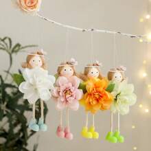 Flower Angel Decoration 4pcs 6.7inch Pastel Easter Fairy Hanging Ornaments Flower Angel Wings Fairy Tree Hanging Figurine For Home Spring Birthday Easter Party Decor