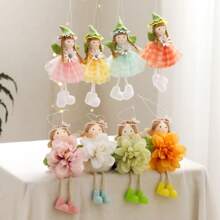 Flower Angel Decoration 4pcs 6.7inch Pastel Easter Fairy Hanging Ornaments Flower Angel Wings Fairy Tree Hanging Figurine For Home Spring Birthday Easter Party Decor