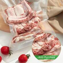 100 piezas/500 piezas Bolsas de vacío para alimentos transparentes con relieve, hechas de material de PE y nailon, adecuadas para uso doméstico y comercial, bolsas de conservación de alimentos transpirables para carne, mariscos, granos, frutos secos, frutas, frutas deshidratadas, medicamentos y talla grande, almacenamiento hermético para la cocina - Claro - Ver 8