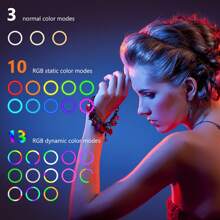 Anneau lumineux de selfie PEYOU de 12"/186 cm avec trépied pour téléphone portable, 38 modes RVB, réglable et gradable, trépied de table avec anneau lumineux, lumière de selfie pour maquillage à LED avec trépied flexible et support pour téléphone, pour iPhone, Android, téléphone portable, caméra, sans batterie requise, 143 modes de couleur d'anneau lumineux de selfie, convient pour la photographie et l'enregistrement vidéo, l'enregistrement de selfie vidéo, les réunions Zoom, le selfie manuel, les activités en plein air, les interviews, la diffusion en direct, le vlogging