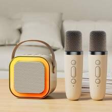 Altavoz portátil de karaoke inalámbrico con micrófono inalámbrico, sistema de altavoces estéreo HIFI para KTV, altavoz inalámbrico con luces LED RGB de colores, voz modificada, máquina de karaoke para exteriores, deportes, viajes, mejor regalo para fiestas en casa, regalo de cumpleaños