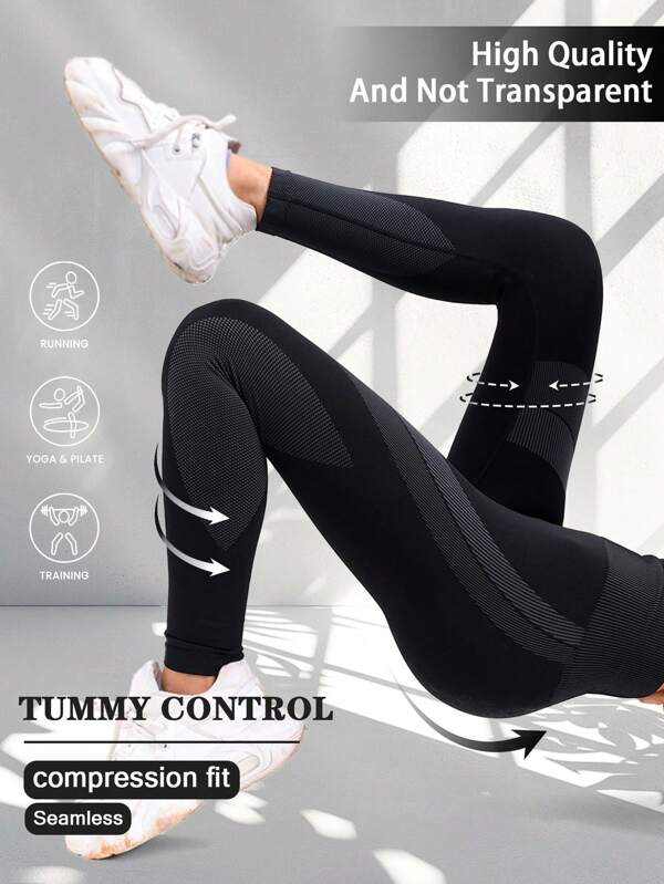 Summer Workout Women Yoga Pants High Waist Seamless Leggings Tummy Control Hip Butt Lifter Breathable Fitness Pants Gym 4 Way Stretch Outdoor Sports Pants Workout Sets Women