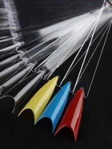 50Pcs Nail Swatches French Fan-Shaped Tips For Display Nail Samples Gel Polish Palette Color Chart French Style Manicure Practicing Tools - White - View 10