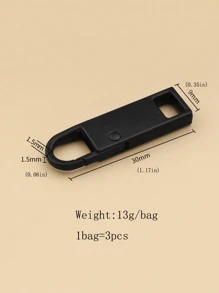 3pcs/6pcs Black Metal Zipper Pull Replacements, Detachable Quick Fix Repair Kit For Sewing And Knitting Supplies - Black - View 3