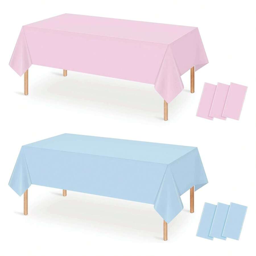 1/2 Stücke 54x108 Zoll Einweg-Kunststoff-Tischdecke - rosa & blaue rechteckige Tischdecke perfekt für Gender Reveal, Geburtstags- und Feierlichkeiten, wasserfest, fettabweisend