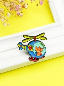 1pc Minimalist & Fashionable Small Orange Cat Helicopter Brooch
