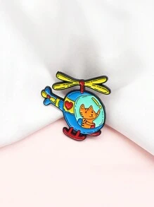 1pc Minimalist & Fashionable Small Orange Cat Helicopter Brooch
