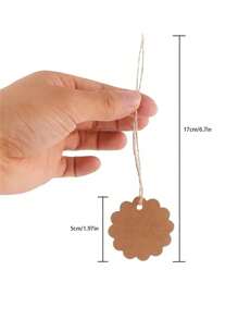 100 件圆形礼品标签牛皮纸棕色标签，附赠 100 英尺黄麻绳，适用于礼物、衣服、婚礼、价格标签