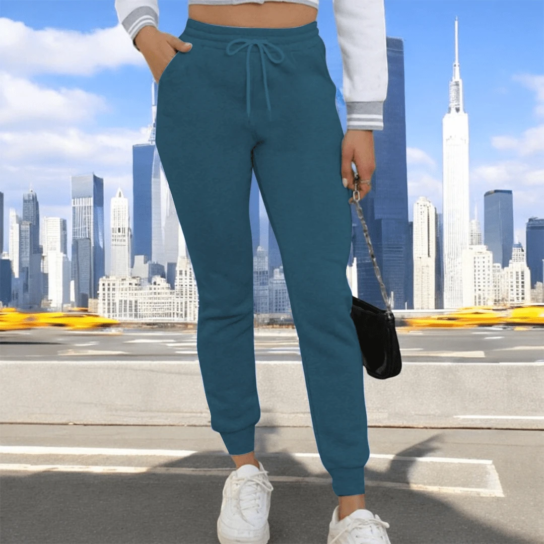 JOGGER AFELPADO LISO CASUAL CON BOLSAS IDEAL PARA TODO TIPO DE ACTIVIDAD (F1B) - Azul Cadete - Ver 1
