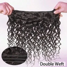 12A Bó tóc người Sóng nước (16 16 16 16 inch) 50g/chiếc Tóc Remy nguyên chất của Brazil Xoăn nước 4 bó Tóc người Dệt đôi cho phụ nữ Đen tự nhiên - Tự nhiên & Đen - Xem 6