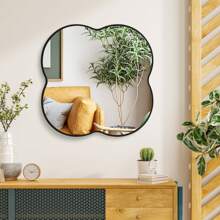 Decorative Wall Mirror 24inch, Irregular Wall Mirror With Metal Frame, Four-Leaf Clover Shaped Bathroom Vanity Wall Mirror, Art Deco Mirror For Living Room, Bedroom, Entryway Gifts