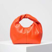 Stylish Twist Square Bag, Solid Color Top Clutch Bag, Simple And Versatile Commut