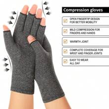 1 Paar Premium fingerlose Kompressionshandschuhe für Handpflege, Tippen, Arbeit, Sport, Gelenk-Wärme, offener Finger Handgelenkstütze, Daumen-Halbfinger-Handschuhe für Frauen & Männer