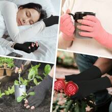 1 Paar Premium fingerlose Kompressionshandschuhe für Handpflege, Tippen, Arbeit, Sport, Gelenk-Wärme, offener Finger Handgelenkstütze, Daumen-Halbfinger-Handschuhe für Frauen & Männer