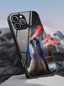 1pc Custom Full Family/Couple/Child/Pet/Wedding Photo Personalized High Definition Glass Phone Case Compatible With IPhone 16 PROMAX/ S24U/ Models