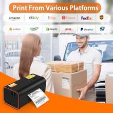 Thermal Shipping Label Printer 4x6 Bluetooth USB Compatible  Royal Mail  DPD Evri UPS - Black1 - View 6