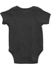 Enterizo de una pieza con gráfico de "Actitud" para bebé, ropa urbana y relajada con logotipo de dólar y "Estado de ánimo Hustle", de algodón suave con mangas cortas y cuello redondo, marca Brisco - Negro - Ver 2
