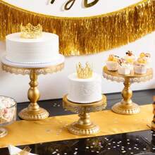 1pc Metal European Style Cake Stands Ornaments S M L Dessert Display Rack High Feet Round Pastries Plates Afternoon Tea - Multicolor - View 2