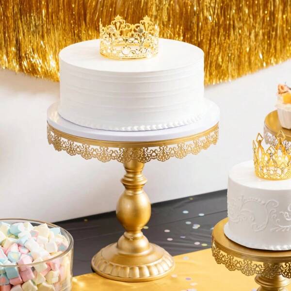 1pc Metal European Style Cake Stands Ornaments S M L Dessert Display Rack High Feet Round Pastries Plates Afternoon Tea