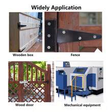 Bisagra Tipo T Caja 6 Pzs Bisagra 5 Pulgadas, Accesorios de Montaje de Puertas, Bisagras de Puerta de Granero con Tornillos de Fijación, para Granero, Cercas de Madera, Patio (negro) - Negro - Ver 10