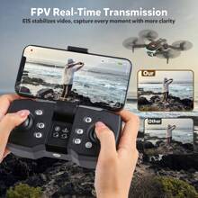 HopeRock GPS Drones With Camera For Adults, AE10 Mini Fodable RC Drone For Beginners With Auto Return Home, 1080P HD, Dual-Camera FPV , Brushless Motor, 2 Batteries, Black - 灰色 - 查看 4