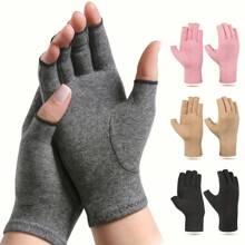 1 Paar Premium fingerlose Kompressionshandschuhe für Handpflege, Tippen, Arbeit, Sport, Gelenk-Wärme, offener Finger Handgelenkstütze, Daumen-Halbfinger-Handschuhe für Frauen & Männer