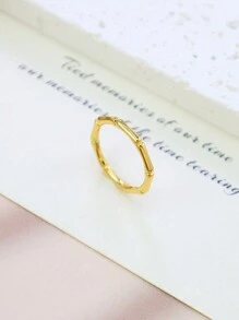 1Piece Stainless Steel Gold Color Bamboo Ring Ring For Women Men Party Gift Fashion Jewelry - Gold - View 1