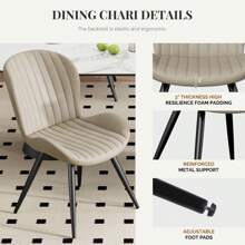 Nalupatio Modern Dining Room Chairs Set Of 2, Upholstered Kitchen Dinner Chair Fabric And Curved Backrest Kitchen Chairs - Màu be - Xem 6