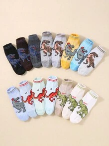 10 双随机儿童卡通恐龙男童袜子、女童袜子、日常穿着媒体 - 彩色 - 查看 2
