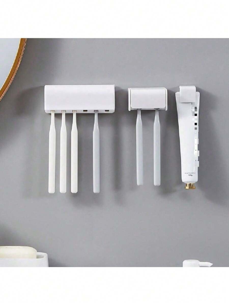 1 pièce Support mural de brosse à dents non poreux, support de brosse à dents multifonctionnel blanc, support de brosse à dents plastique autoadhésif à 6 fentes [S+M+L] Décoration de salle de bain à la maison Décoration d'automne Rentrée scolaire - Multicolore - Voir 1