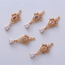 5pcs Vintage Elegant Copper Zirconia Hollowed Water Drop Pendant DIY Jewelry Accessories, Earrings, Necklaces, Hair Clips, Court Style