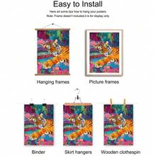 1pc Unframed Botanical Sleeping Animal Tiger On Bed Poster Cute Preppy Art Funky Painting Canvas Print Minimalist Wall Picture For Dorm,Apartment,Living Room,Bedroom,Modern Home Decoration - Multicolor - View 6