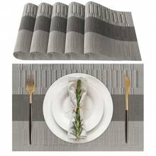 Farfallarossa Set Of 6 Washable Heat-Resistant Placemats- Non-Slip, Durable, Easy To Clean - Grey - View 2