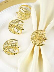 / Al-Adha 新月餐巾环、餐巾架适用于餐厅、聚会、婚礼 - 彩色 - 查看 1