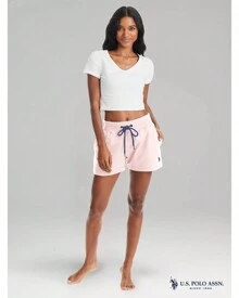U.S. Polo Assn. Womens Sweat Shorts With Pockets - French Terry Lounge And Pajama Shorts For Women - 淺粉紅色 - 查看 2
