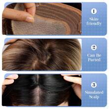 5.5x5英寸底座假发片，12英寸真人发假发，适合头发稀疏或白发女性遮盖。 - S4/12/24 - 查看 6