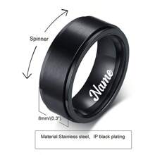 Custom Handwriting Letter NAME Spinner Stainless Steel Ring With Luxury Velvet Box For Couple Men And Women