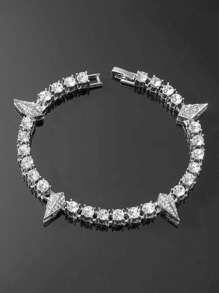 1 pieza Brazalete brillante de circonita punzante estilo punk y hip hop para hombres, adecuado para uso diario, regalo del Día de San Valentín y días festivos