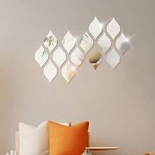 10/20 piezas Pegatinas de espejo de acrílico reflectante con forma de gota de agua, calcomanías de arte 3D de diseño propio para decorar paredes de sala de estar, baño, oficina en casa, dormitorio, artículos de decoración del hogar, decoración de Halloween, otoño, aula, suministros escolares, decoración removible