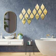 10/20 piezas Pegatinas de espejo de acrílico reflectante con forma de gota de agua, calcomanías de arte 3D de diseño propio para decorar paredes de sala de estar, baño, oficina en casa, dormitorio, artículos de decoración del hogar, decoración de Halloween, otoño, aula, suministros escolares, decoración removible